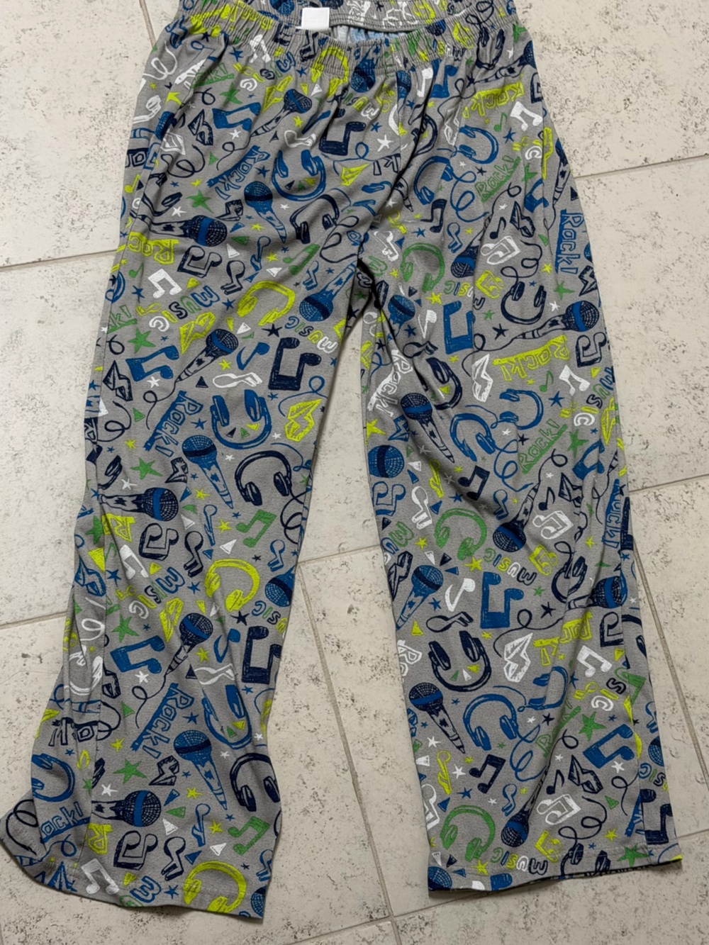 Cherokee Grey Rockstar Pajama Pants with multicolor Music Print Boy’s XL 16-18